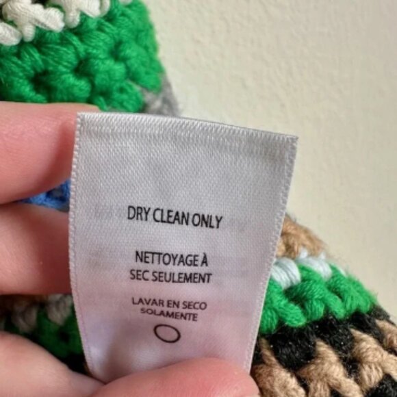 Frame Hand Crochet Tank Womens Large Green Blue White Brown Striped Knit Top - Picture 7 of 7